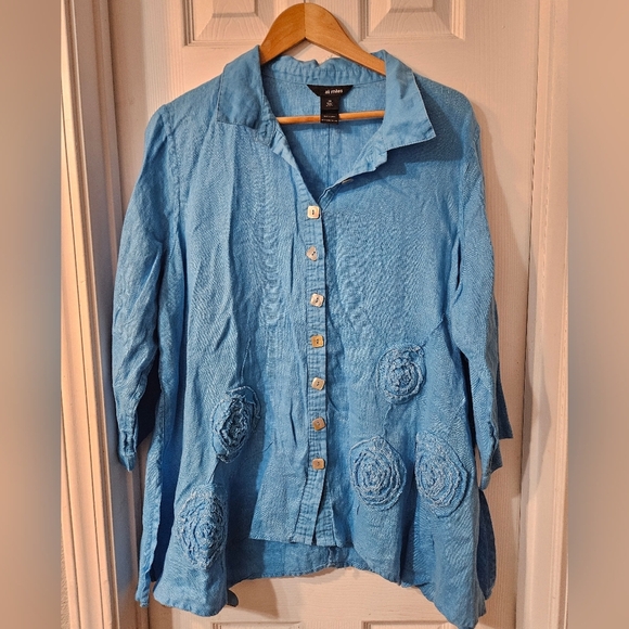 ALI MILES LINEN  BLOUSE - Picture 1 of 6